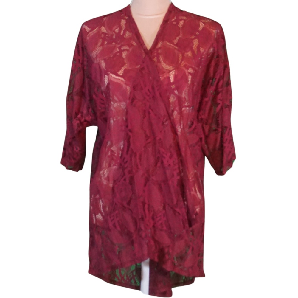 LuLaRoe red lacy wrap